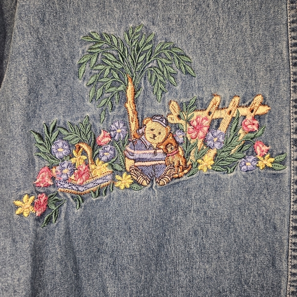 VTG Bobbie Brooks embroidered denim button down shirt womans size 18W/20W - Picture 6 of 6